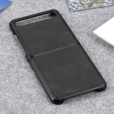 Samsung Galaxy Z Flip (F700) Slim Leather juodas odinis dėklas - nugarėlė | Priedai.lt