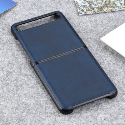 Samsung Galaxy Z Flip (F700) Slim Leather mėlynas odinis dėklas - nugarėlė | Priedai.lt
