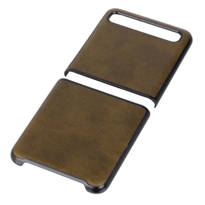 Samsung Galaxy Z Flip (F700) Slim Leather tamsiai rudas odinis dėklas - nugarėlė | Priedai.lt