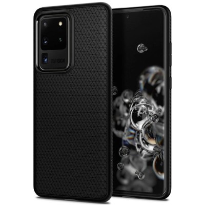 Samsung Galaxy S20 Ultra (G988) Spigen Liquid Air juodas kieto silikono dėklas - nugarėlė | Priedai.lt