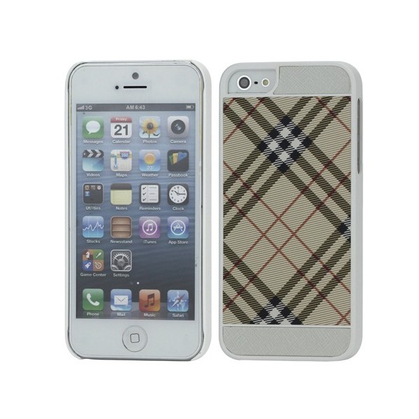 Burberry stiilis kaaned - hele pruun / valge (iPhone 5 / 5S / SE 2016)
