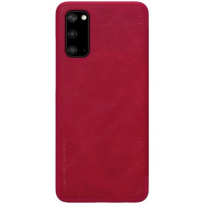 Samsung Galaxy S20 (G980) prabangus Nillkin Qin serijos raudonas odinis atverčiamas dėklas - knygutė | Priedai.lt