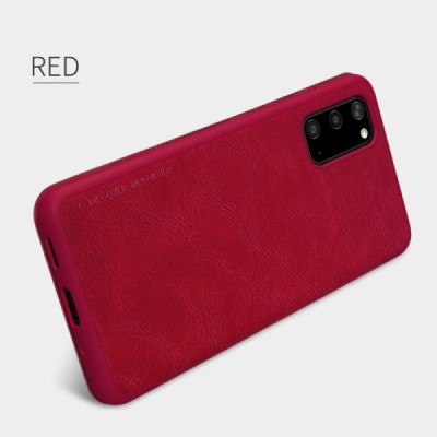 Samsung Galaxy S20 (G980) prabangus Nillkin Qin serijos raudonas odinis atverčiamas dėklas - knygutė | Priedai.lt