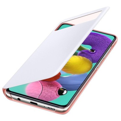 Samsung Galaxy A51 (A515) originalus S View Wallet Cover atverčiamas baltas dėklas - knygutė | Priedai.lt