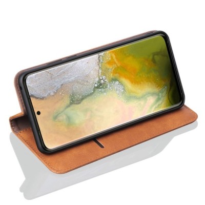 Deluxe atverčiamas šviesiai rudas odinis Samsung Galaxy S20+ Plus (G985) dėklas - knygutė | Priedai.lt