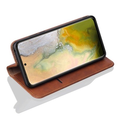 Deluxe atverčiamas tamsiai rudas odinis Samsung Galaxy S20+ Plus (G985) dėklas - knygutė | Priedai.lt