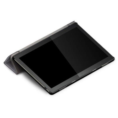 Lenovo Tab M10 10.1" (TB-X605F, X605L, X505F, X505L) atverčiamas pilkas odinis dėklas (sulankstomas) | Priedai.lt