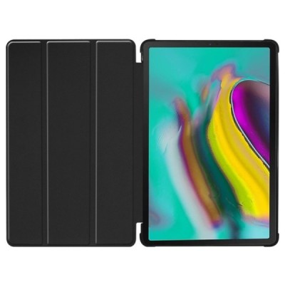 Samsung Galaxy Tab A 10.1 2019 (T515, T510) solidus atverčiamas juodas odinis dėklas - knygutė (sulankstomas) / Priedai.lt