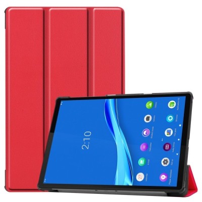 Lenovo Tab M10 Plus 10.3" (X606F) atverčiamas raudonas odinis dėklas (sulankstomas) | Priedai.lt