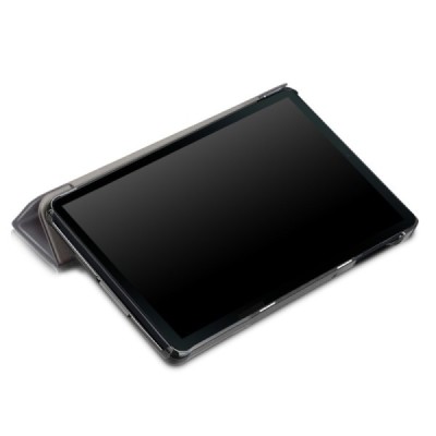 Samsung Galaxy Tab A 10.1 2019 (T515, T510) atverčiamas pilkas odinis dėklas - knygutė / Priedai.lt