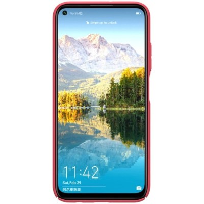 Huawei P40 Lite Nillkin Frosted Shield raudonas plastikinis dėklas, nugarėlė | Priedai.lt