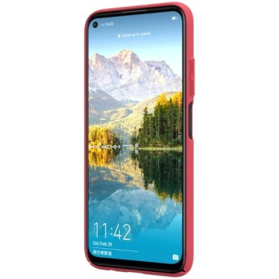 Huawei P40 Lite Nillkin Frosted Shield raudonas plastikinis dėklas, nugarėlė | Priedai.lt
