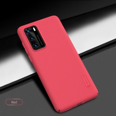 Huawei P40 Nillkin Frosted Shield raudonas plastikinis dėklas, nugarėlė | Priedai.lt