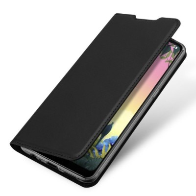 Dux Ducis Skin serijos LG K50S (LM-X540) juodas odinis atverčiamas dėklas | Priedai.lt