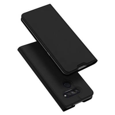 Dux Ducis Skin serijos LG K50S (LM-X540) juodas odinis atverčiamas dėklas | Priedai.lt