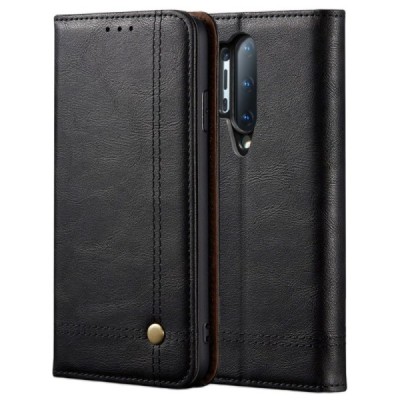 Deluxe atverčiamas juodas odinis OnePlus 8 Pro dėklas - knygutė | Priedai.lt