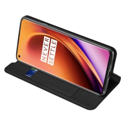 Dux Ducis Skin serijos OnePlus 8 Pro juodas odinis atverčiamas dėklas | Priedai.lt
