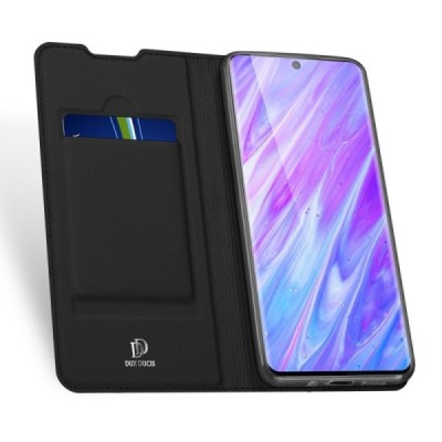 „Dux Ducis“ Skin serijos Samsung Galaxy S20 (G980) juodas odinis atverčiamas dėklas / Priedai.lt