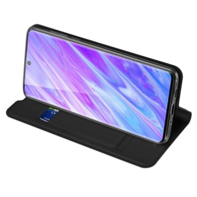 „Dux Ducis“ Skin serijos Samsung Galaxy S20 (G980) juodas odinis atverčiamas dėklas / Priedai.lt