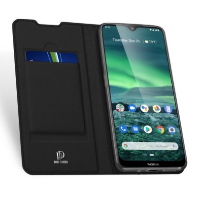 „Dux Ducis“ Skin serijos Nokia 2.3 juodas odinis atverčiamas dėklas / Priedai.lt