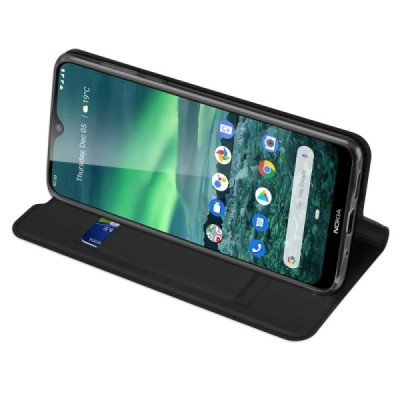 „Dux Ducis“ Skin serijos Nokia 2.3 juodas odinis atverčiamas dėklas / Priedai.lt