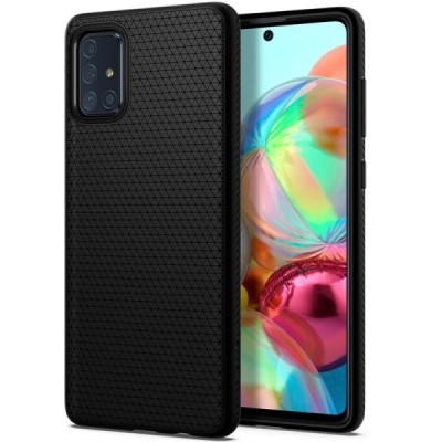 Spigen Liquid Air Samsung Galaxy A51 (A515F) juodas kieto silikono TPU dėklas | Priedai.lt