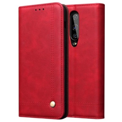 Deluxe atverčiamas raudonas odinis OnePlus 8 dėklas - knygutė | Priedai.lt