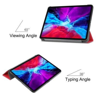 Apple iPad Pro 12.9 (2020, 4-os kartos) atverčiamas raudonas odinis dėklas - knygutė | Priedai.lt