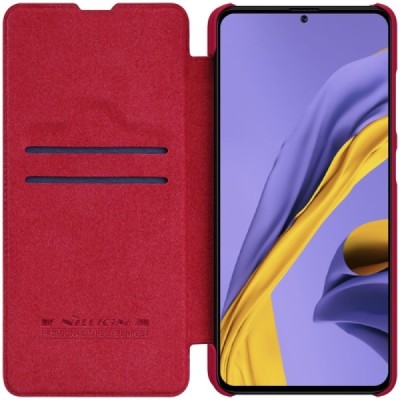 Prabangus „Nillkin“ Qin serijos raudonas odinis atverčiamas Samsung Galaxy A51 (A515) dėklas / Priedai.lt