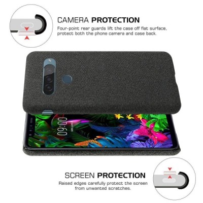 KSQ Cloth LG G8s Thinq juodas plastikinis dėklas - nugarėlė | Priedai.lt