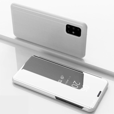 Samsung Galaxy A51 (A515F) plastikinis atverčiamas sidabrinis dėklas | Priedai.lt
