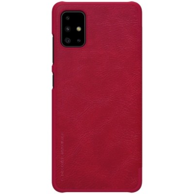 Prabangus „Nillkin“ Qin serijos raudonas odinis atverčiamas Samsung Galaxy A71 (A715) dėklas | Priedai.lt