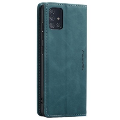 Samsung Galaxy A51 (A515F) CaseMe Retro solidus atverčiamas žalias odinis dėklas - knygutė | Priedai.lt
