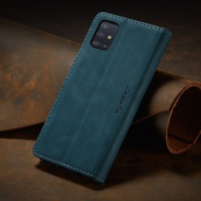 Samsung Galaxy A51 (A515F) CaseMe Retro solidus atverčiamas žalias odinis dėklas - knygutė | Priedai.lt