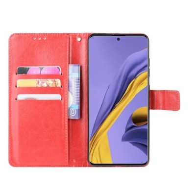 Samsung Galaxy A51 (A515) flip punane nahkkott - rahakott / Priedai.lt