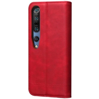 Deluxe atverčiamas raudonas odinis Xiaomi Mi 10 (10 Pro) dėklas - knygutė | Priedai.lt