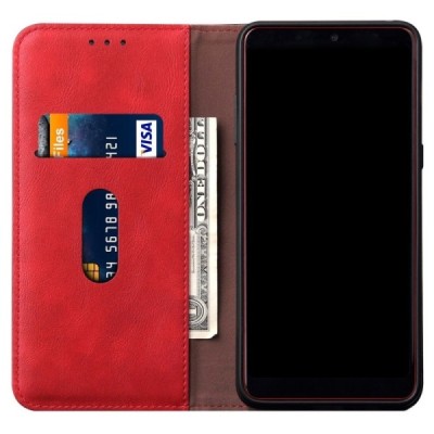 Deluxe atverčiamas raudonas odinis Xiaomi Mi 10 (10 Pro) dėklas - knygutė | Priedai.lt