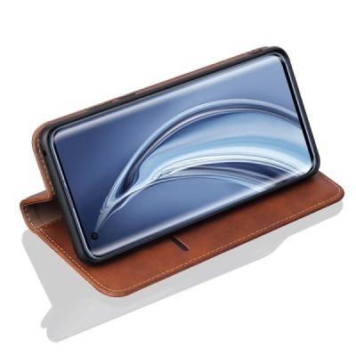 Deluxe atverčiamas rudas odinis Xiaomi Mi 10 (10 Pro) dėklas - knygutė | Priedai.lt