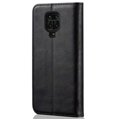 Deluxe atverčiamas juodas odinis Xiaomi Redmi Note 9 Pro dėklas - knygutė | Priedai.lt