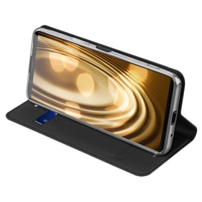 „Dux Ducis“ Skin serijos Sony Xperia 1 II juodas odinis atverčiamas dėklas | Priedai.lt