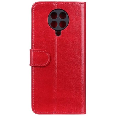 Xiaomi Poco F2 Pro atverčiamas raudonas odinis dėklas, knygutė - piniginė | Priedai.lt