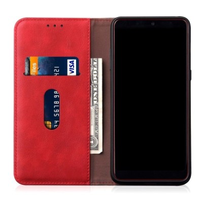 Deluxe atverčiamas raudonas odinis Xiaomi Redmi Note 9 Pro dėklas - knygutė | Priedai.lt