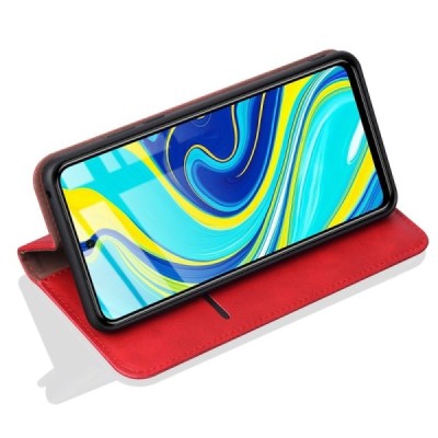 Deluxe atverčiamas raudonas odinis Xiaomi Redmi Note 9 Pro dėklas - knygutė | Priedai.lt