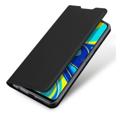 Xiaomi Redmi Note 9 Pro „Dux Ducis“ Skin serijos juodas odinis atverčiamas dėklas - knygutė | Priedai.lt