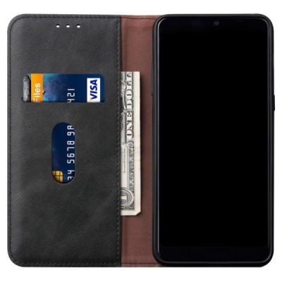 Deluxe atverčiamas juodas odinis Huawei P40 Lite dėklas - knygutė | Priedai.lt
