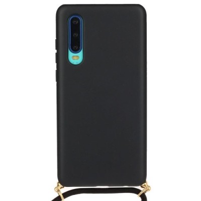 Huawei P30 Shell Strap kieto silikono TPU juodas dėklas - nugarėlė | Priedai.lt