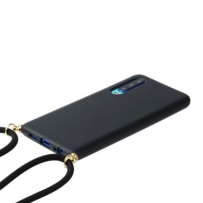Huawei P30 Shell Strap kieto silikono TPU juodas dėklas - nugarėlė | Priedai.lt