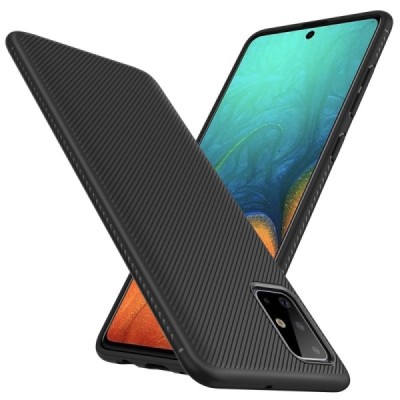 Samsung Galaxy A71 (A715) Lenuo kieto silikono TPU juodas dėklas - nugarėlė | Priedai.lt