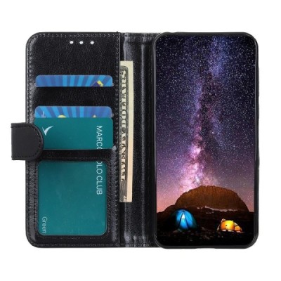 Sony Xperia L4  juodas odinis atverčiamas dėklas - knygutė | Priedai.lt