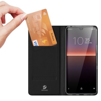 „Dux Ducis“ Skin serijos Sony Xperia L4 juodas odinis atverčiamas dėklas / Priedai.lt